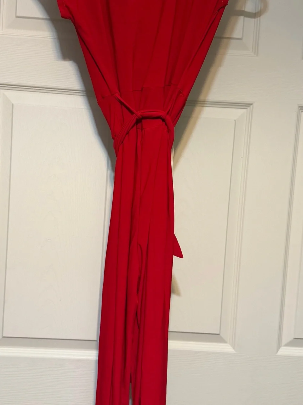 Red Wrap-Style Womens Jumpsuit